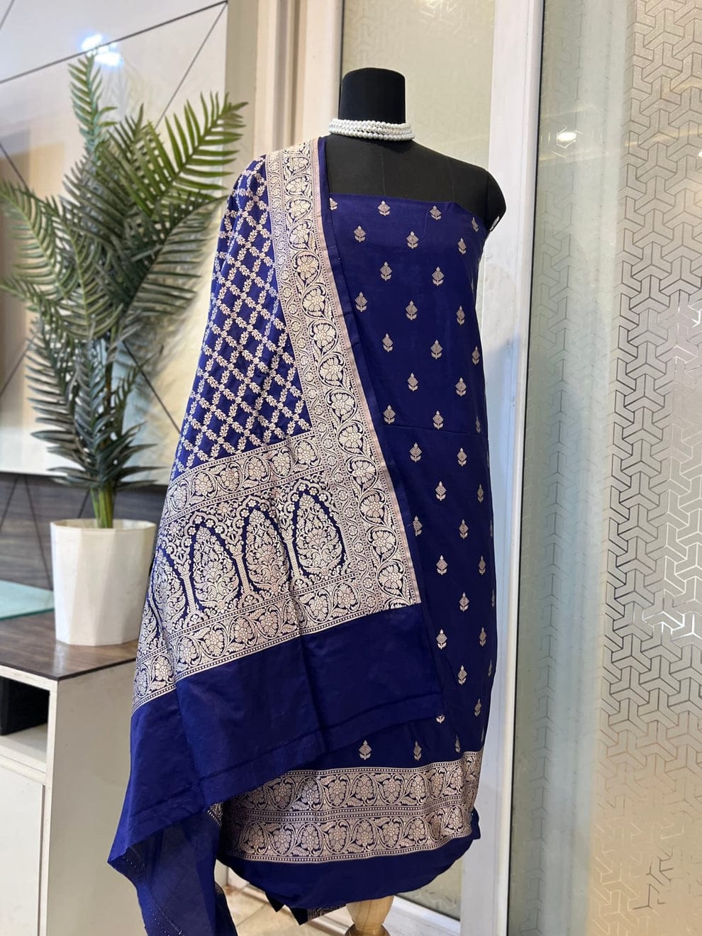 Royal Blue Silk Suit Set