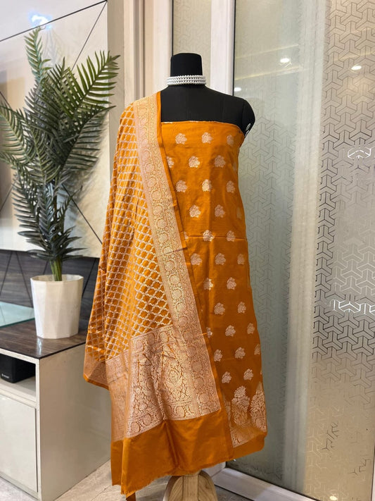 Mustard Yellow Silk Suit Set