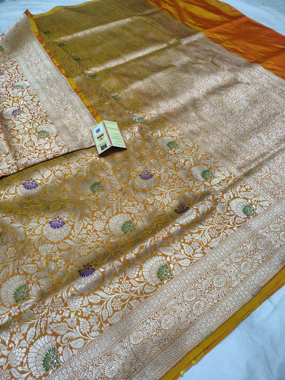 ✨ Luxurious Mustard Yellow Banarasi Silk Saree ✨