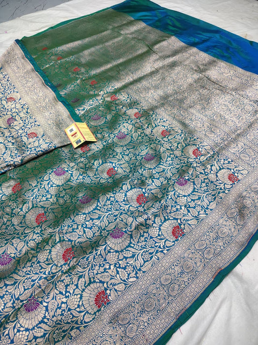 ✨ Elegant Teal Green Banarasi Silk Saree ✨